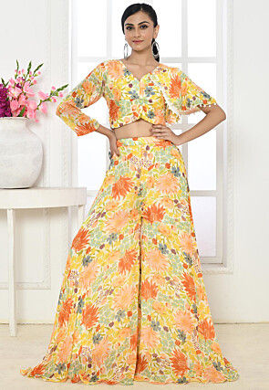 Girls Trendy Stylish Latest & Trending Printed Flower 1 Knee Length  Sleeveless Crepe Multiocolor Skirt Dress