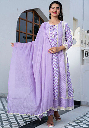 Women Cotton Legi Bollywood Color Light Purple Indian Churidar