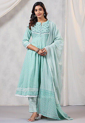 Cotton long anarkali dress sales