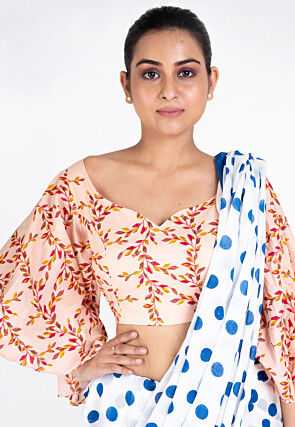 Printed Cotton Blouse in Light Peach