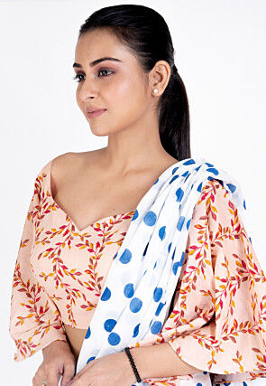 Printed Cotton Blouse in Light Peach
