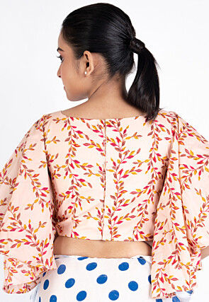Printed Cotton Blouse in Light Peach