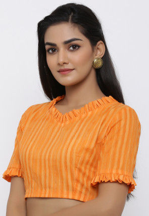 Printed Cotton Blouse in Orange