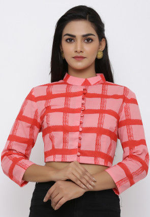 Printed Cotton Blouse in Pink