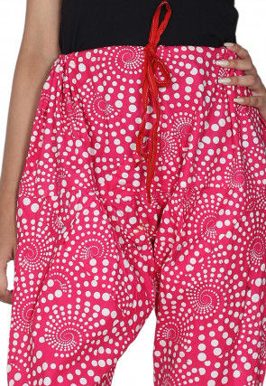 Printed Cotton Churidar in Pink