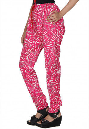 Printed Cotton Churidar in Pink