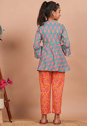 Printed Cotton Co-Ord Set in Sea Green