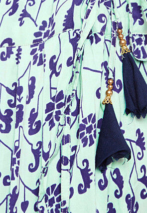 Printed Cotton Dhoti Pant in Sea Green