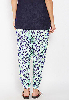 Printed Cotton Dhoti Pant in Sea Green