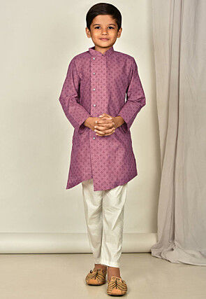 Printed Cotton Flex Kurta Set in Dusty Pink