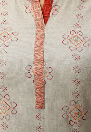 Printed Cotton Flex Kurta with Palazzo in Grey