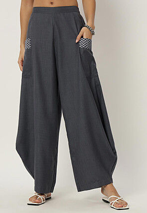 Printed Cotton Flex Pant in Grey