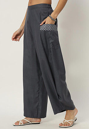 Printed Cotton Flex Pant in Grey