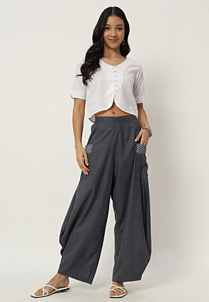 Printed Cotton Flex Pant in Grey