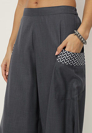 Printed Cotton Flex Pant in Grey