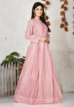 Printed Cotton Gown in Pink