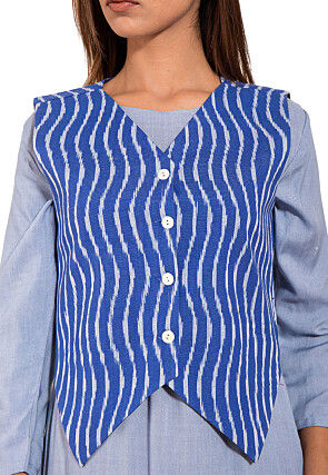 Printed Cotton Jacket in Blue