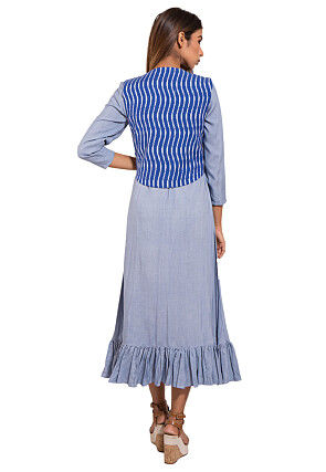 Printed Cotton Jacket in Blue