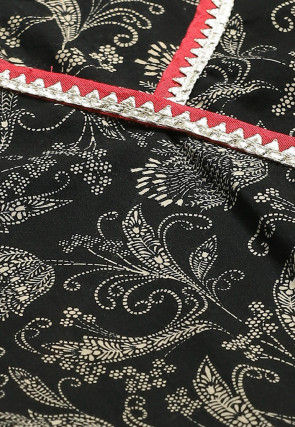 Printed Cotton Kurta in Black