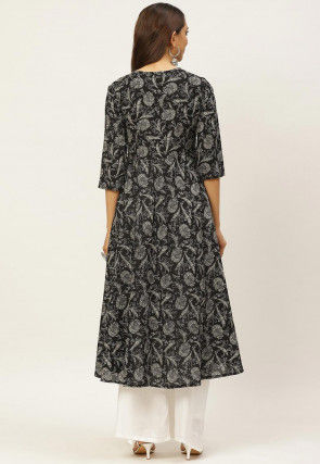 Printed Cotton Kurta in Black