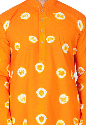 Printed Cotton Kurta in Orange