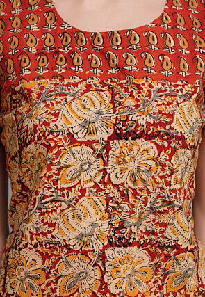 Printed Cotton Kurta in Red