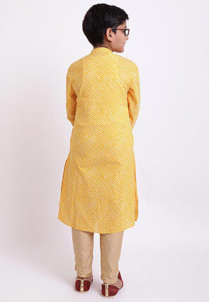 Printed Cotton Kurta in Yellow