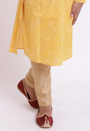 Printed Cotton Kurta Set in Yellow