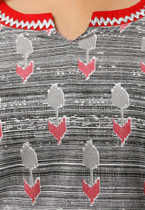 Printed Cotton Kurta with Palazzo in Grey