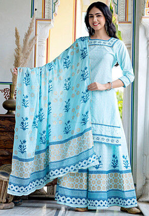 Cotton Lehenga With Blouse And Dupatta-ISKWNAV19084981 | Ishaanya Fashion