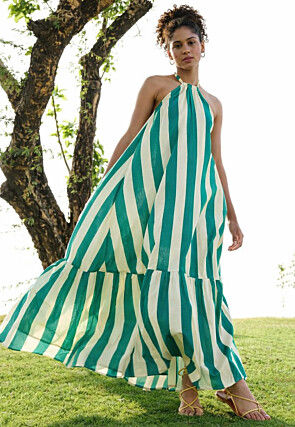 slim fit dress slacks Alexia's Dress Green & Turquoise Cotton – Hanout Boutique main image 0