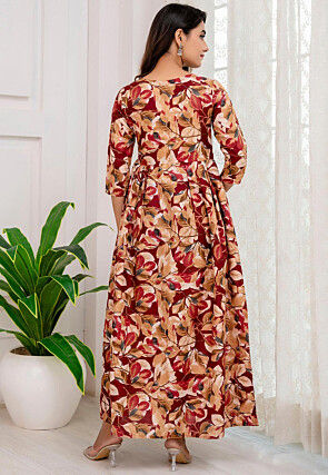 Printed Cotton Maxi Dress in Multicolor