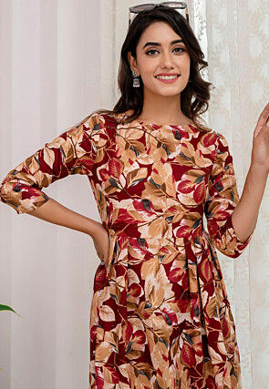 Printed Cotton Maxi Dress in Multicolor