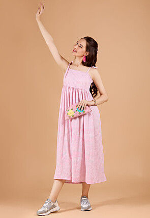 Printed Cotton Maxi Dress in Pink