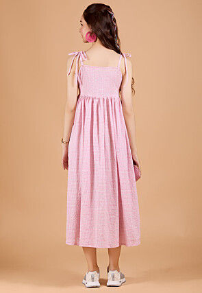 Printed Cotton Maxi Dress in Pink
