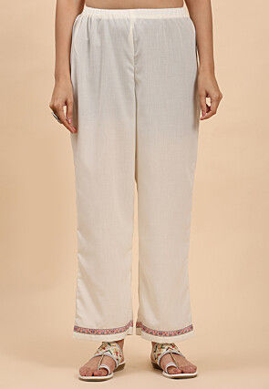 Printed Cotton Pakistani Suit in Off White