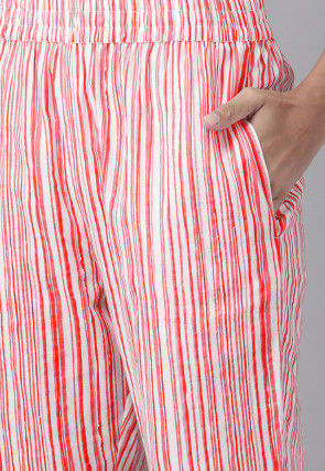 Printed Cotton Pakistani Suit in Coral Pink