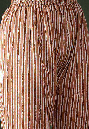 Printed Cotton Pakistani Suit in Peach