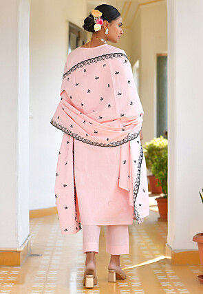 Printed Cotton Pakistani Suit in Pink