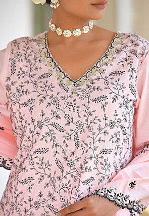 Printed Cotton Pakistani Suit in Pink