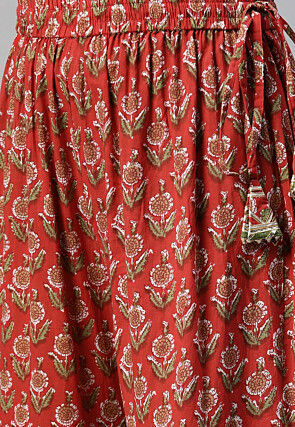Printed Cotton Pakistani Suit in Red