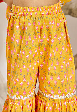 Printed Cotton Pakistani Suit in Yellow