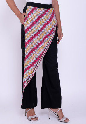 Printed Cotton Palazzo in Black and Multicolor