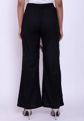 Printed Cotton Palazzo in Black and Multicolor