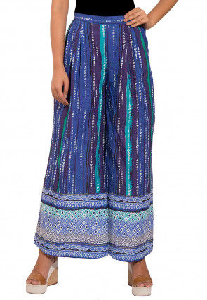 Printed Cotton Palazzo in Blue