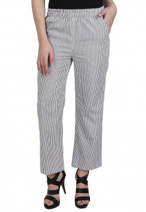 Printed Cotton Pant in Black and White