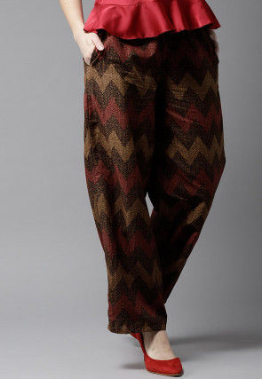Printed Cotton Pant in Brown