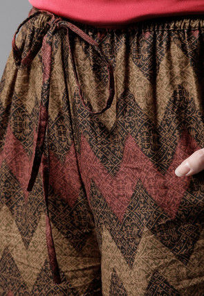 Printed Cotton Pant in Brown