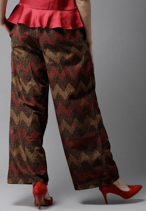 Printed Cotton Pant in Brown