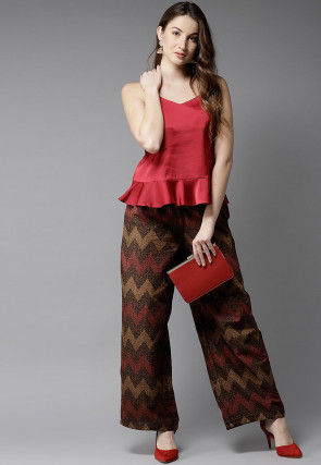 Printed Cotton Pant in Brown